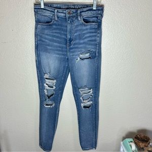 AMERICAN EAGLE next level stretch highest rise jegging skinny jeans 10 destroyed